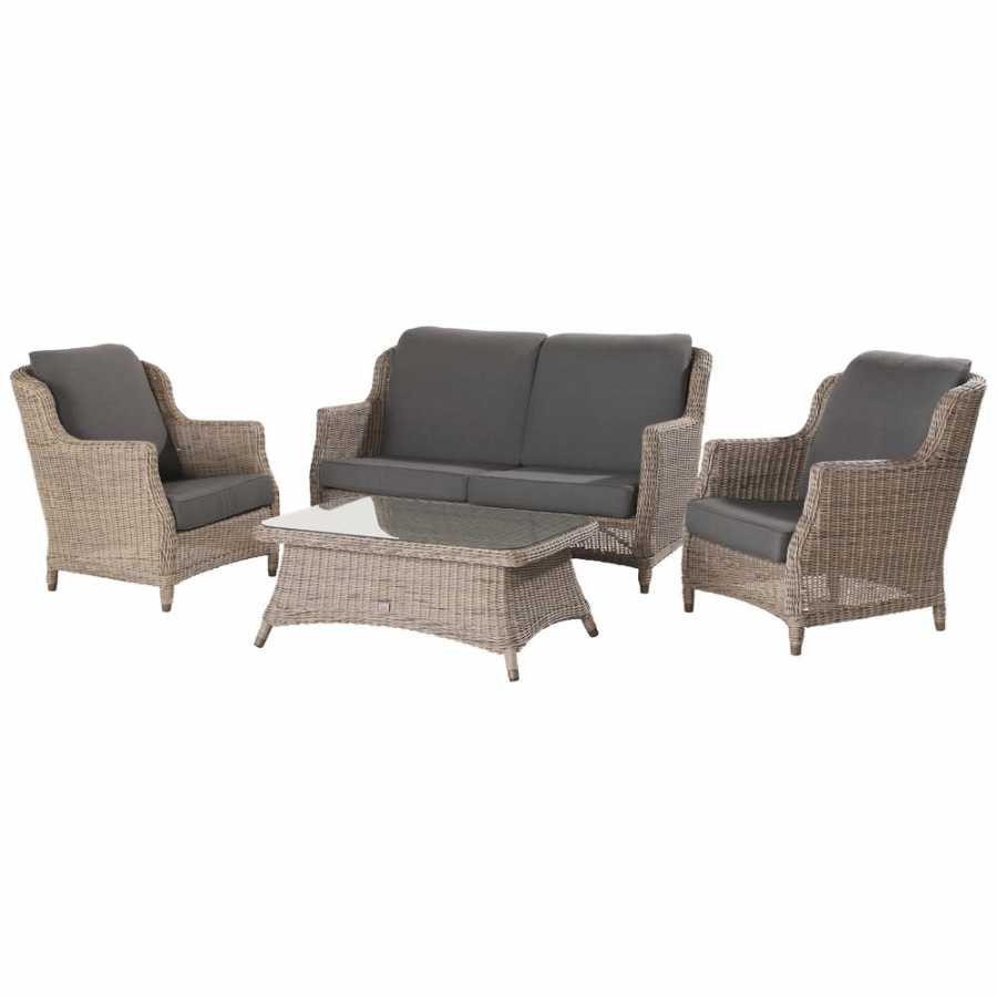 4 Seasons Outdoor Brighton Living Chair With 2 Cushions In Pure