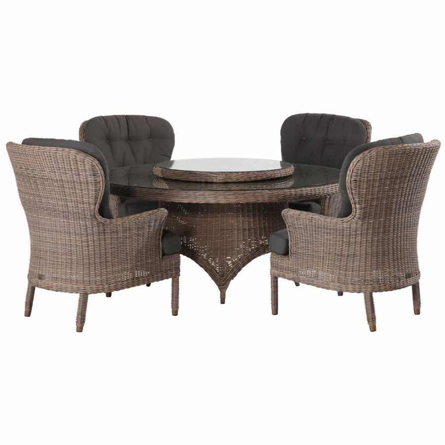4 Seasons Outdoor Buckingham Dining Arm Chair With 2 Cushions In Pure