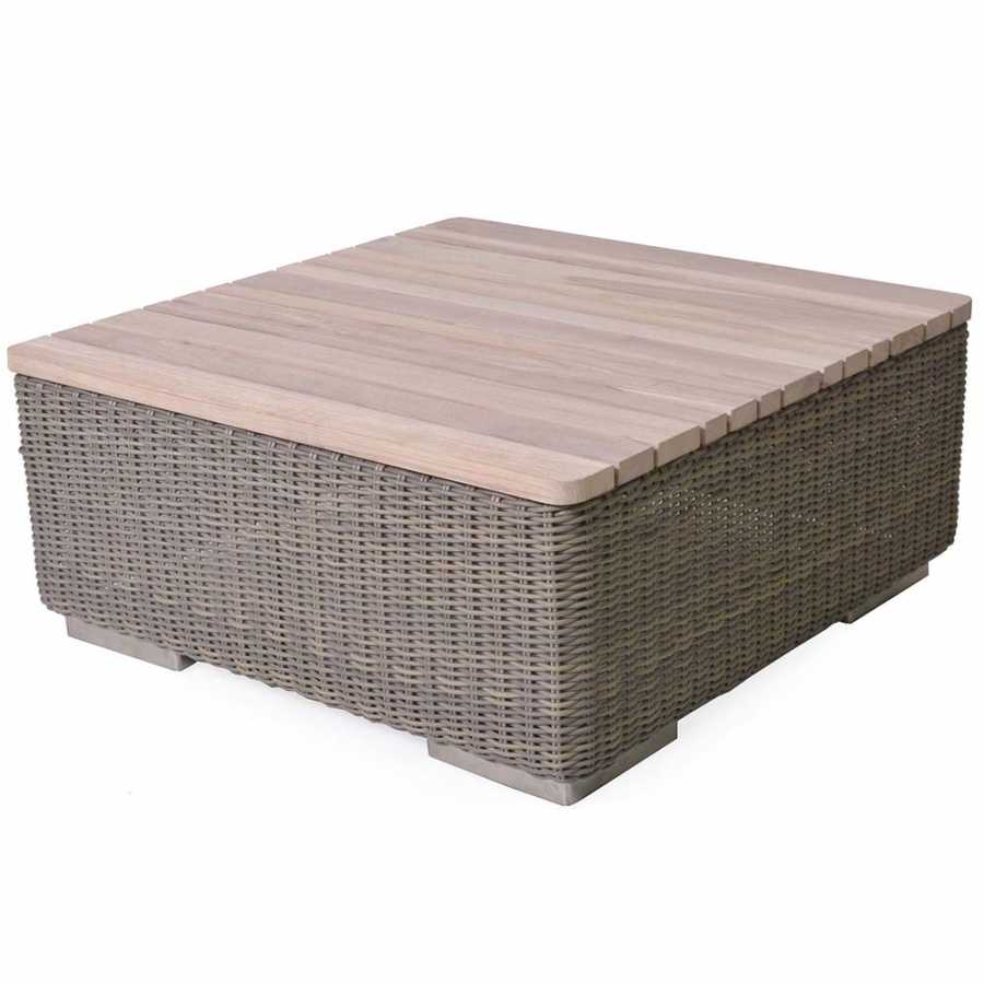 4 Seasons Outdoor Kingston Square Coffee Table With Teak Top In Pure