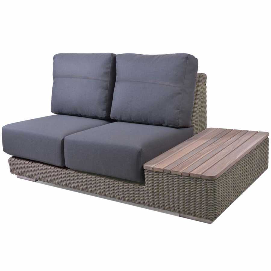 4 Seasons Outdoor Kingston 2 Seater Teak Island Modules Left Or Right With 4 Cushions In Pure - Left Island