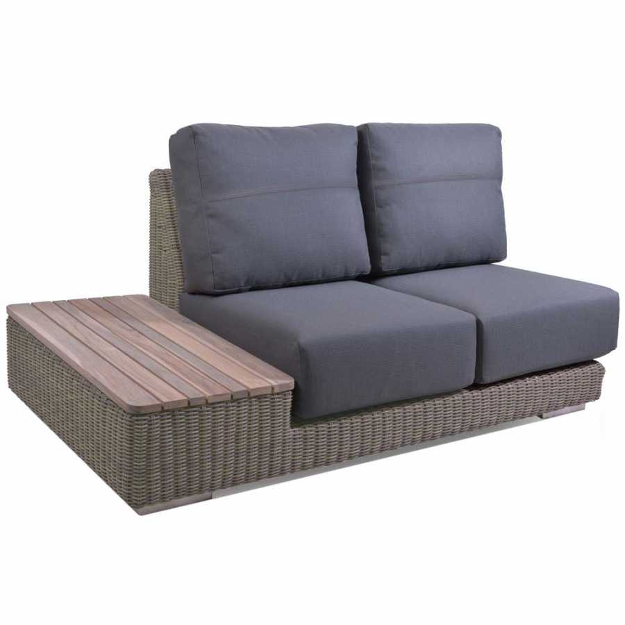 4 Seasons Outdoor Kingston 2 Seater Teak Island Modules Left Or Right With 4 Cushions In Pure - Right Island