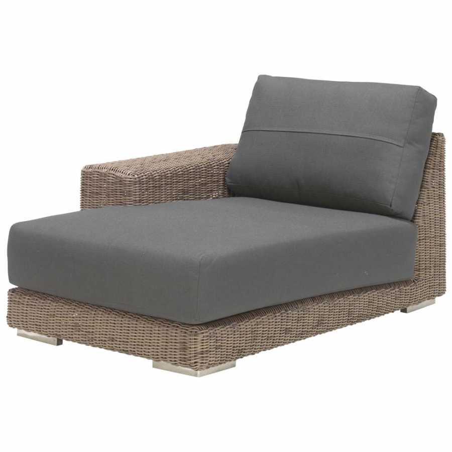 4 Seasons Outdoor Kingston Chaise Lounge Module Left Or Right With 2 Cushions In Pure - Right Arm