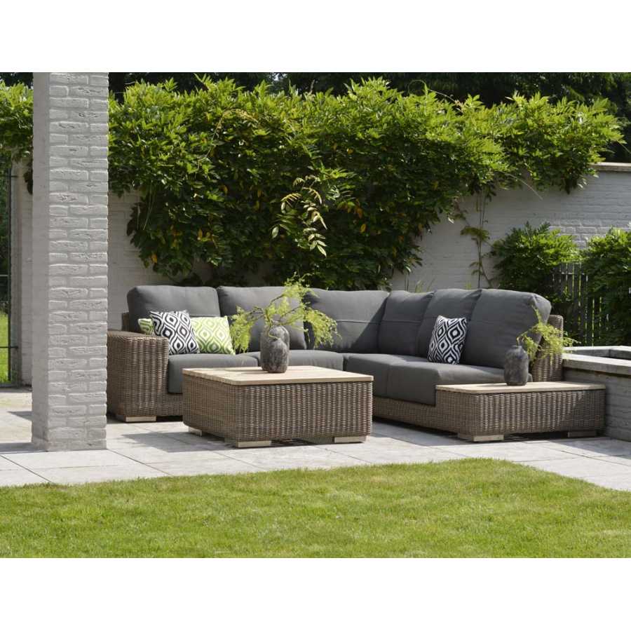 4 Seasons Outdoor Kingston 2 Seater Teak Island Modules Left Or Right With 4 Cushions In Pure