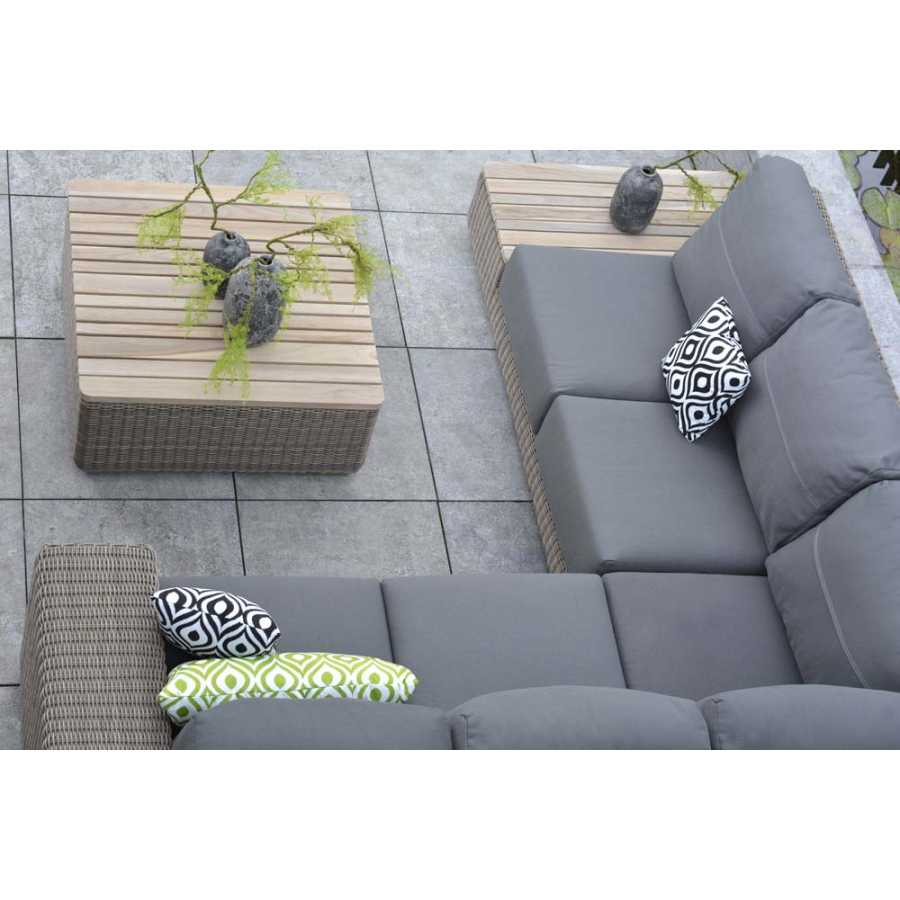 4 Seasons Outdoor Kingston 2 Seater Teak Island Modules Left Or Right With 4 Cushions In Pure