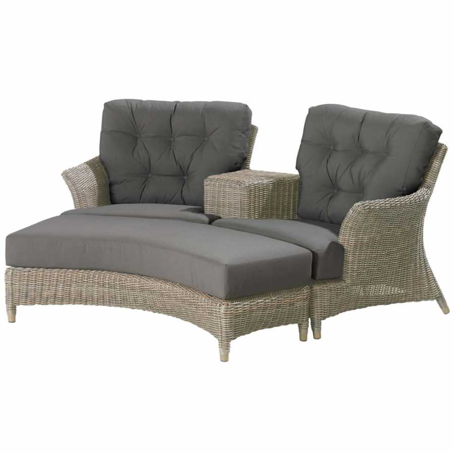 4 Seasons Outdoor Valentine Love Seat With 4 Cushions In Pure - With Footstool