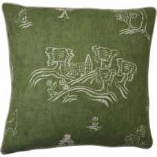 Andrew Martin Friendly Folk Square Cushion - Basil Green