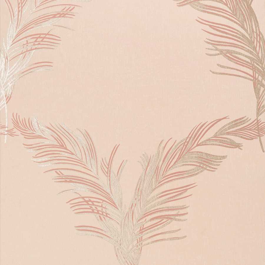 Anna French Watermark Plumes AT7924 Metallic on Blush Wallpaper