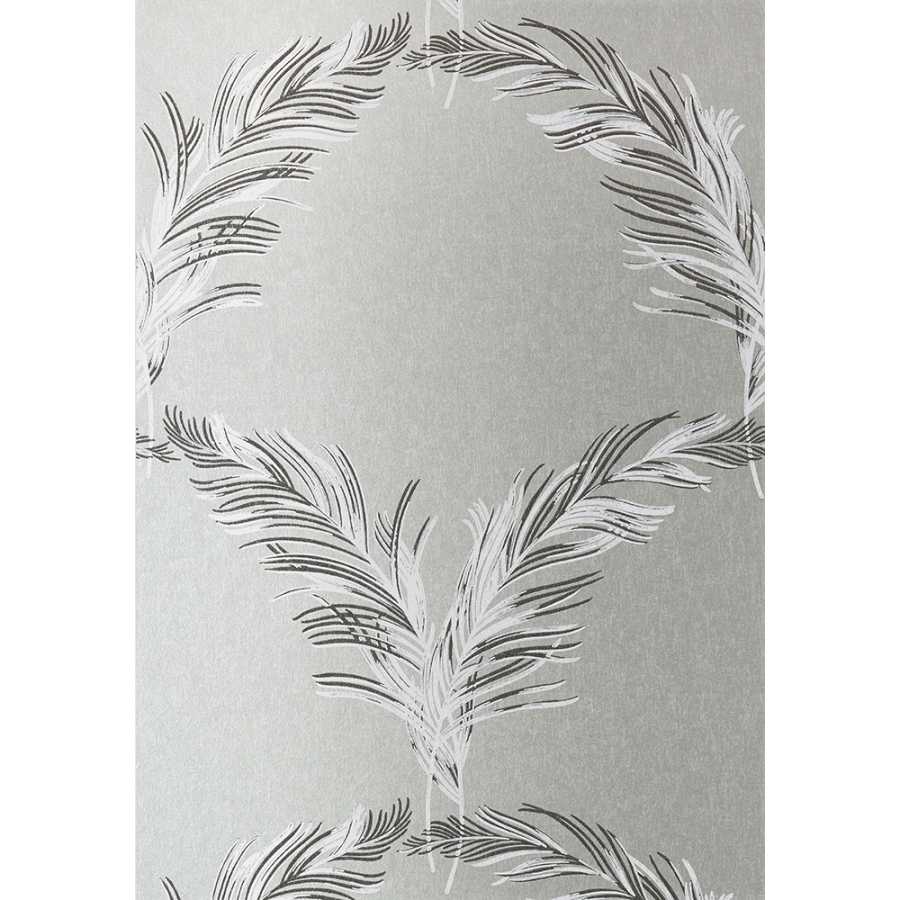 Anna French Watermark Plumes AT7925 Metallic Silver Wallpaper
