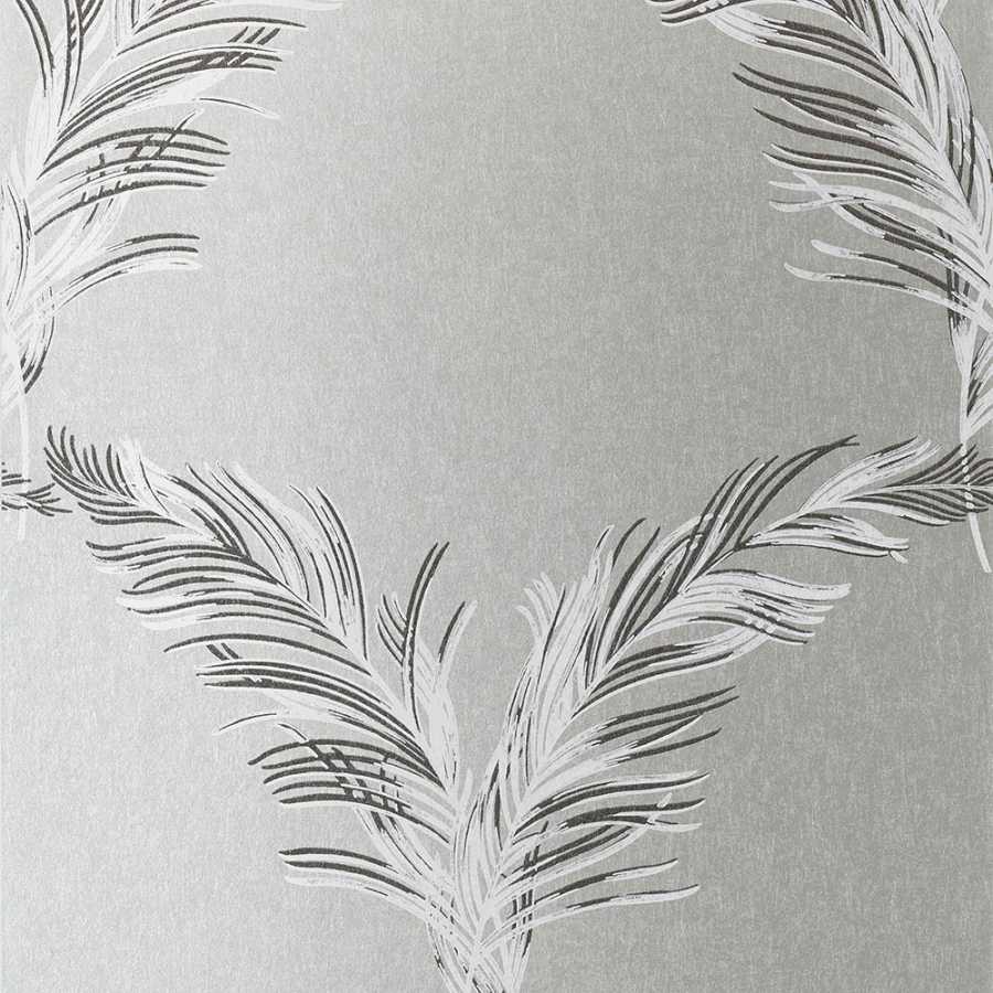 Anna French Watermark Plumes AT7925 Metallic Silver Wallpaper