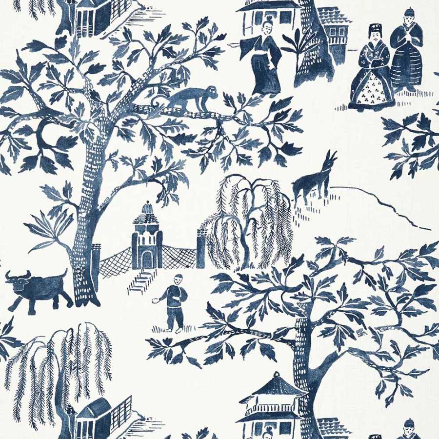 Anna French Watermark Willow Wood AT7915 Navy Wallpaper