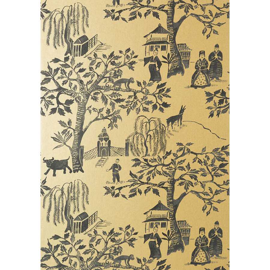 Anna French Watermark Willow Wood AT7916 Metallic Gold Wallpaper