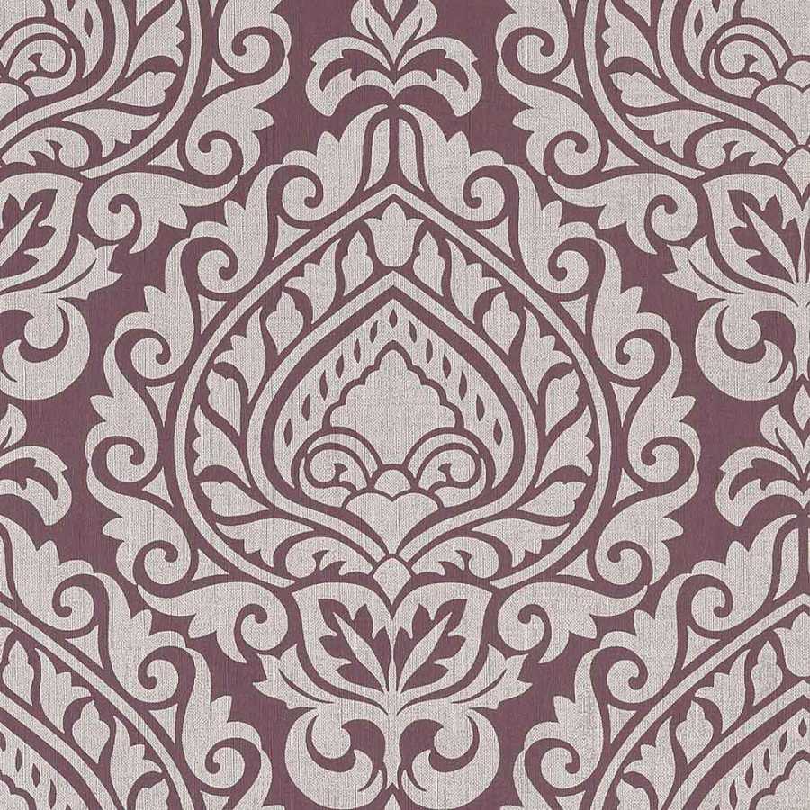 Anna French Zola Annette AT34110 Metallic Silver on Plum Wallpaper