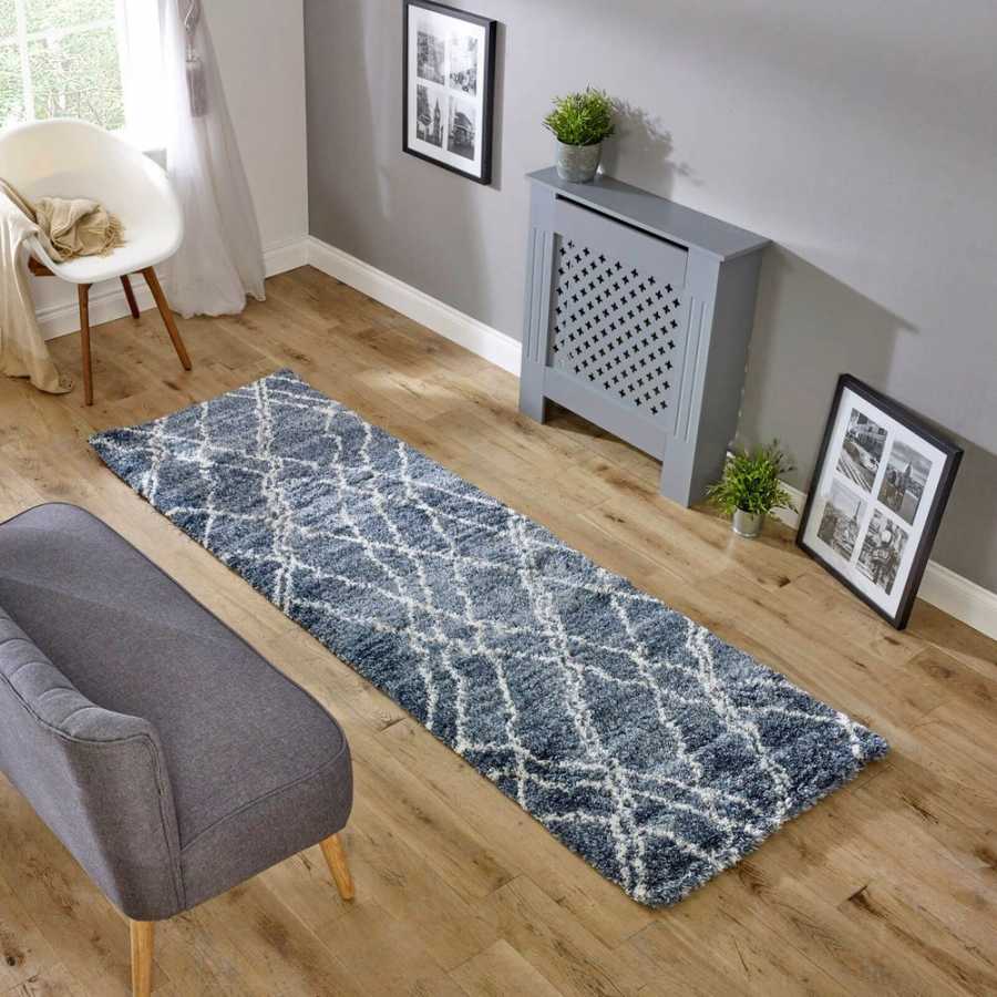 Asiatic London Cosy Textures Alto Runner Rug - AL01 Blue & Cream