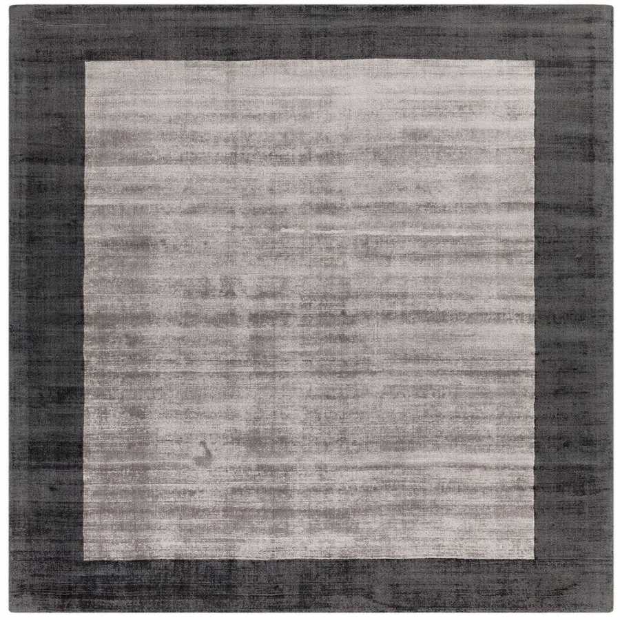 Asiatic London Contemporary Plain Blade Border Square Rug - Charcoal & Silver