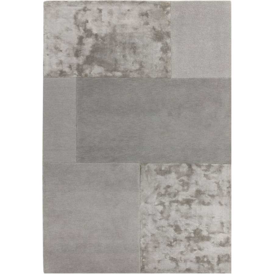 Asiatic London Contemporary Plain Tate Tonal Textures Rug - Silver