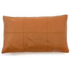 Bazar Bizar Panel Leather Rectangular Cushion Cover - Camel