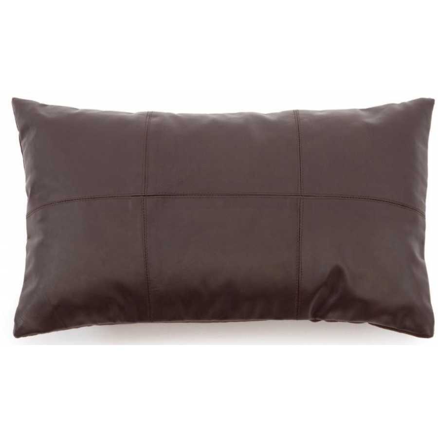 Bazar Bizar Panel Leather Rectangular Cushion Cover - Chocolate