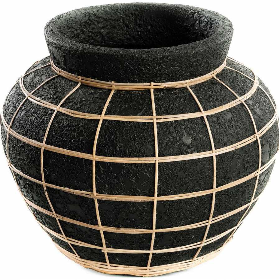 Bazar Bizar Belly Vase - Black & Natural - Large