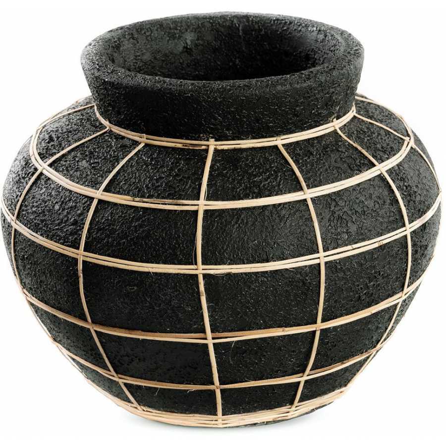 Bazar Bizar Belly Vase - Black & Natural - Medium