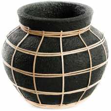 Bazar Bizar Belly Vase - Black & Natural