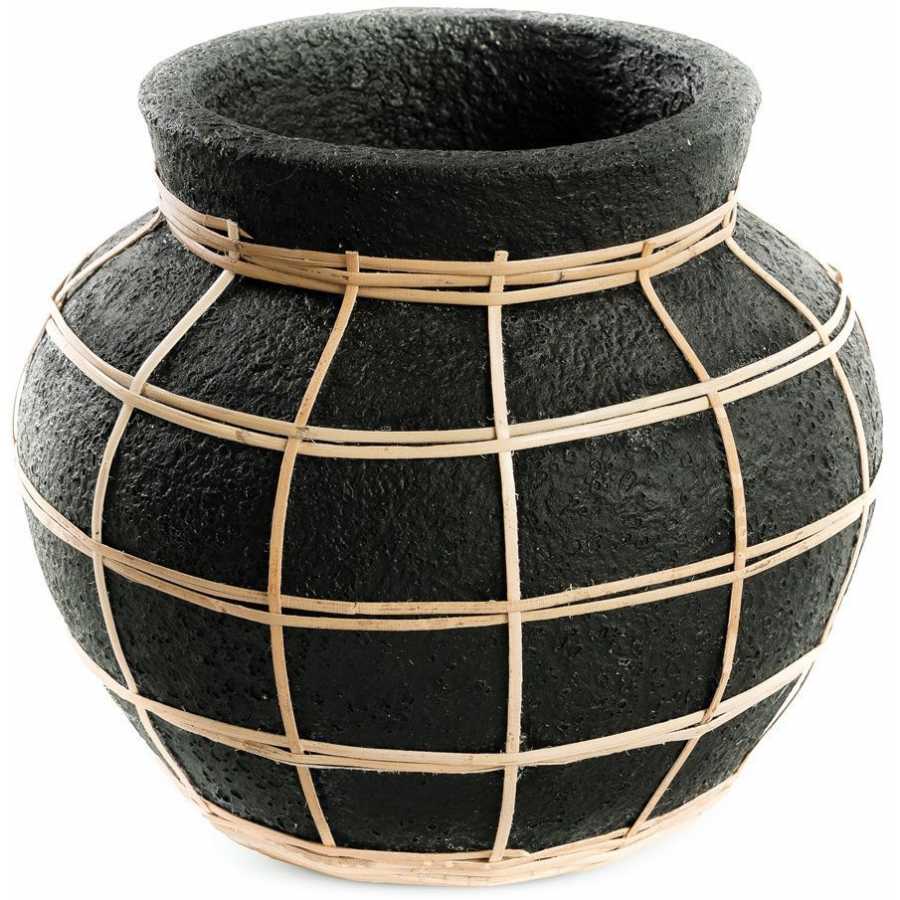 Bazar Bizar Belly Vase - Black & Natural - Small