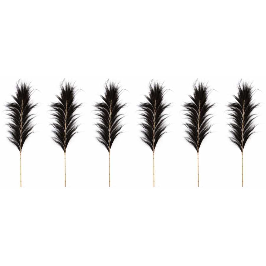 Bazar Bizar Stunning Leaf Artificial Flowers - Set of 6 - Black