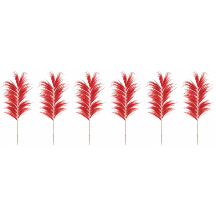 Bazar Bizar Stunning Leaf Artificial Flowers - Set of 6 - Red