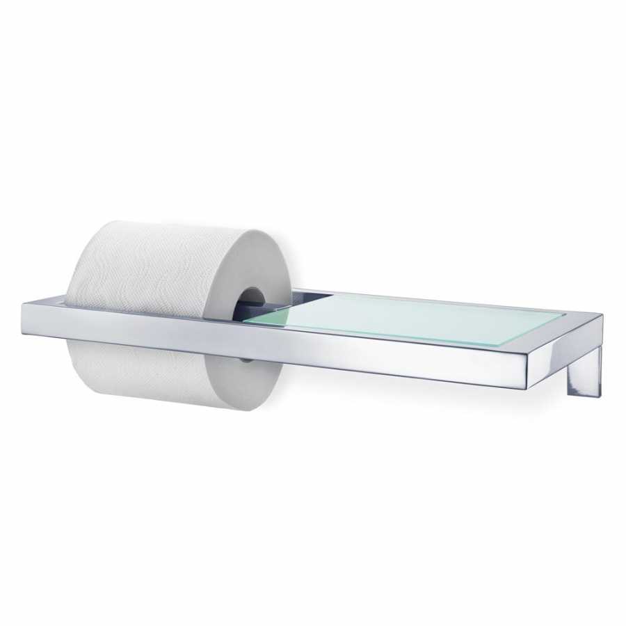 Blomus Menoto Toilet Roll Holder With Glass Shelf - Polished Stainless Steel