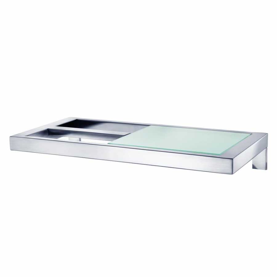 Blomus Menoto Toilet Roll Holder With Glass Shelf - Matte Stainless Steel