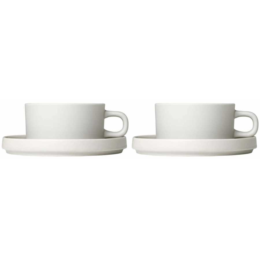 Blomus Pilar Tea Cups & Saucers - Set of 2 - Moonbeam