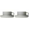 Blomus Pilar Tea Cups and Saucers - Set of 2 - Mirage Grey