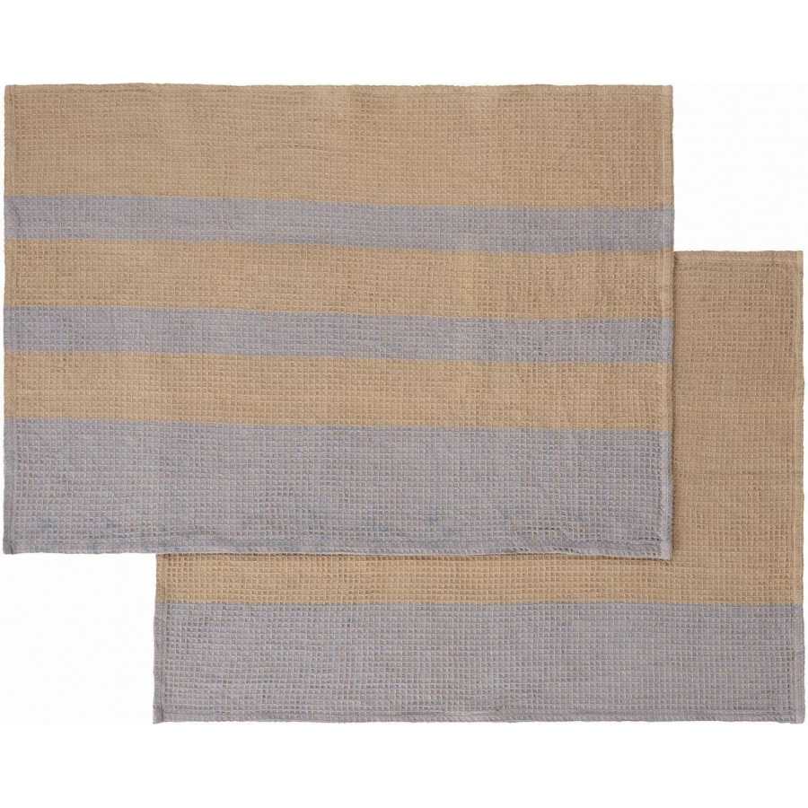 Blomus Gano Tea Towels - Set of 2 - Indian Tan & Tradewinds