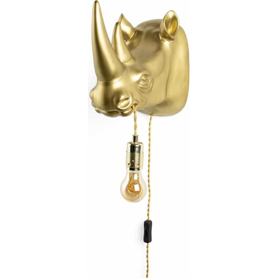 Bold Monkey Mind Your Own Rhino Wall Light - Gold