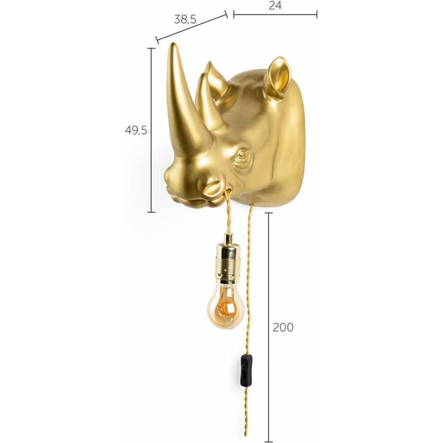 Bold Monkey Mind Your Own Rhino Wall Light - Gold