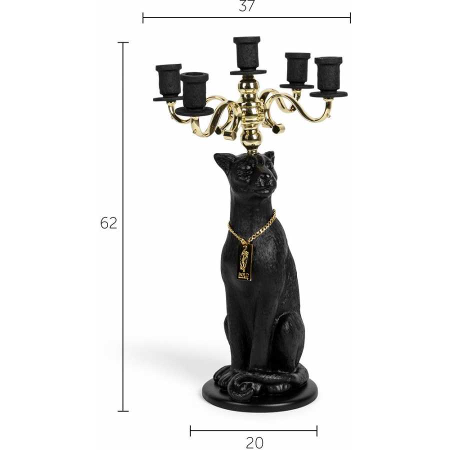 Bold Monkey Proudly Crowned Panther Candle Holder - Black