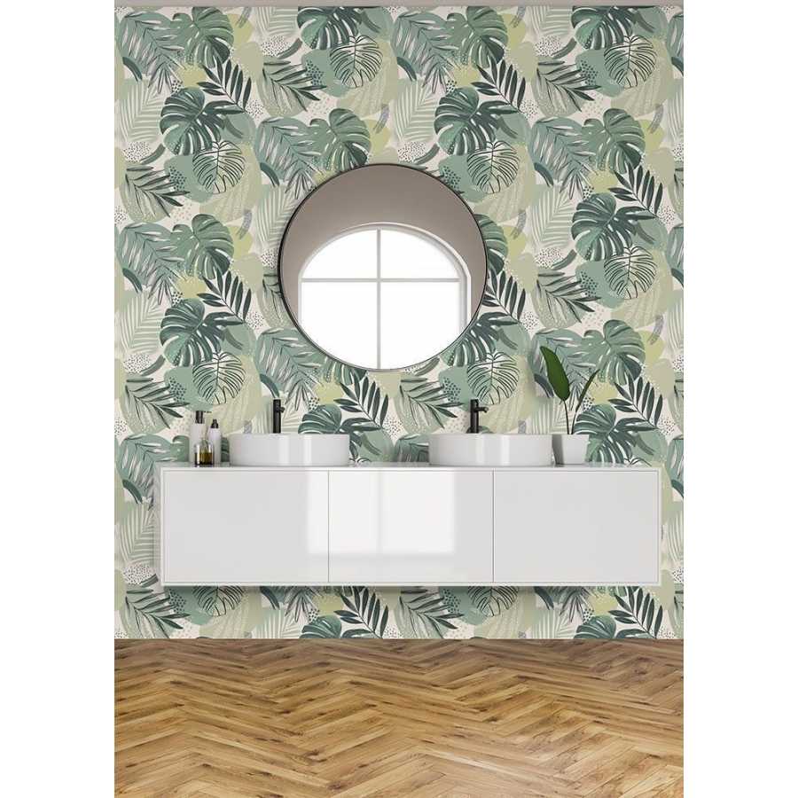Brand Mckenzie Tropical Daze Abstract Jungle BMTD001/01A Wallpaper - Leaf Green