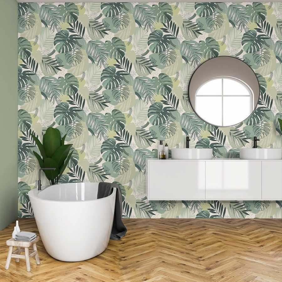 Brand Mckenzie Tropical Daze Abstract Jungle BMTD001/01A Wallpaper - Leaf Green