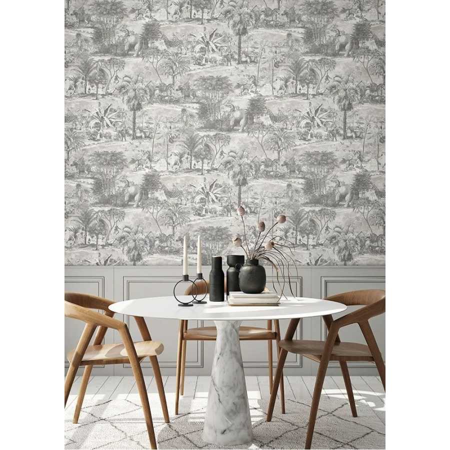 Brand Mckenzie Tropical Daze Animal Islands BMTD001/04C Wallpaper - Muted Grey