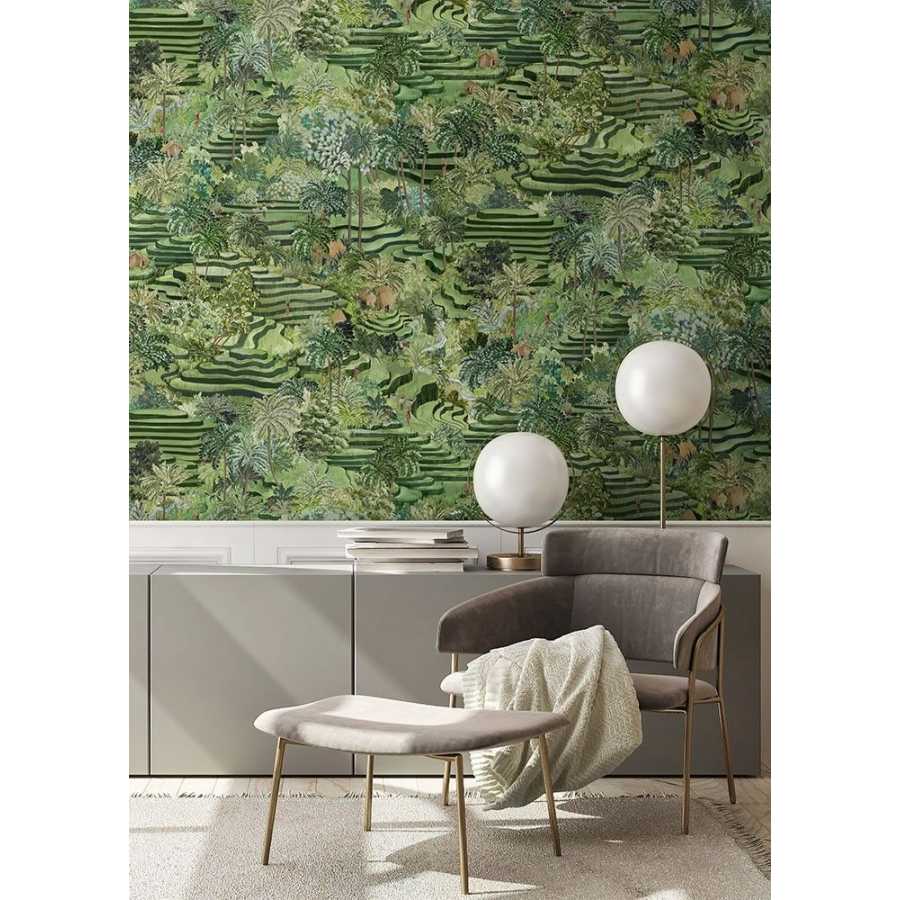 Brand Mckenzie Tropical Daze Rice Terrace Standard BMTD001/11B Wallpaper - Grass Green