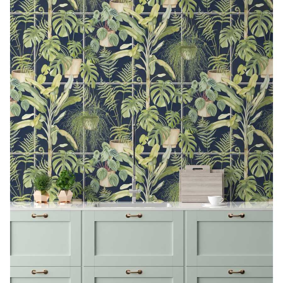 Brand Mckenzie Tropical Daze The Green House BMTD001/13C Wallpaper - Midnight Blue