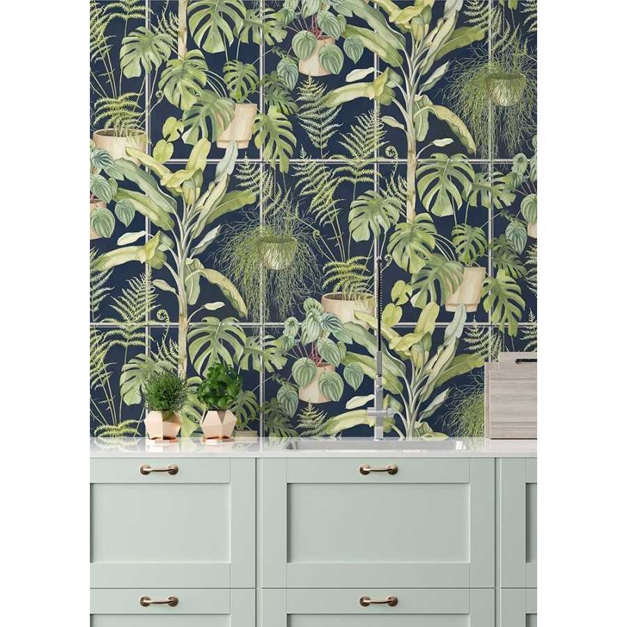 Brand Mckenzie Tropical Daze The Green House BMTD001/13C Wallpaper - Midnight Blue