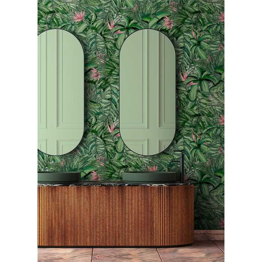 Brand Mckenzie Tropical Daze Tropical Forest BMTD001/15A Wallpaper - Dark Green & Pink