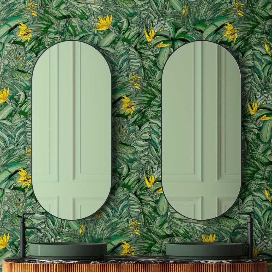 Brand Mckenzie Tropical Daze Tropical Forest BMTD001/15B Wallpaper - Dark Green & Yellow