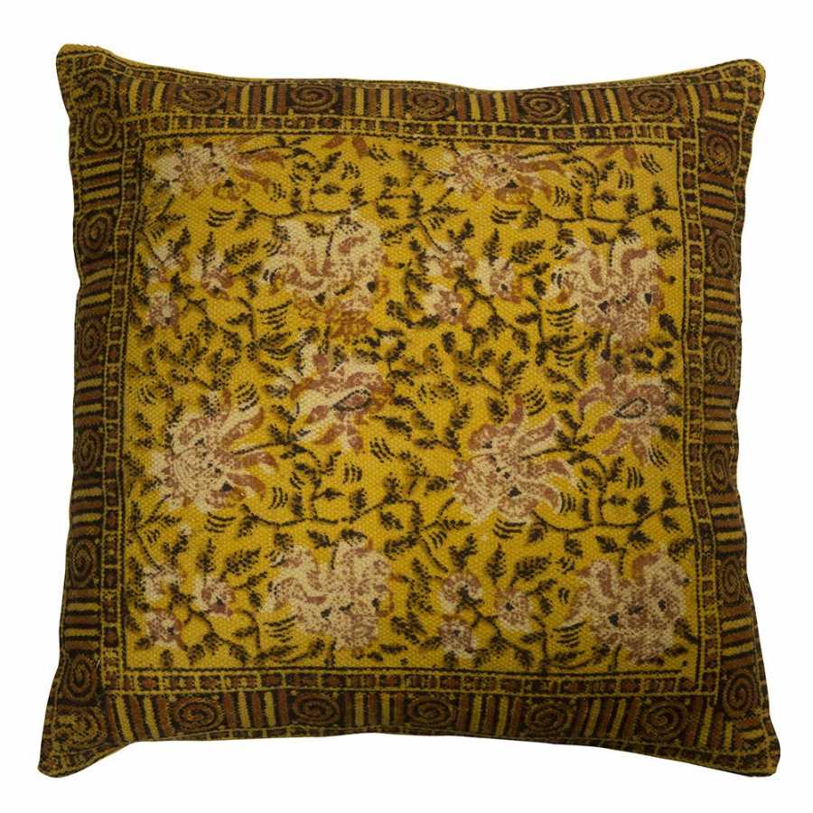 Dutchbone Indian Block Cushion - Small - Yellow