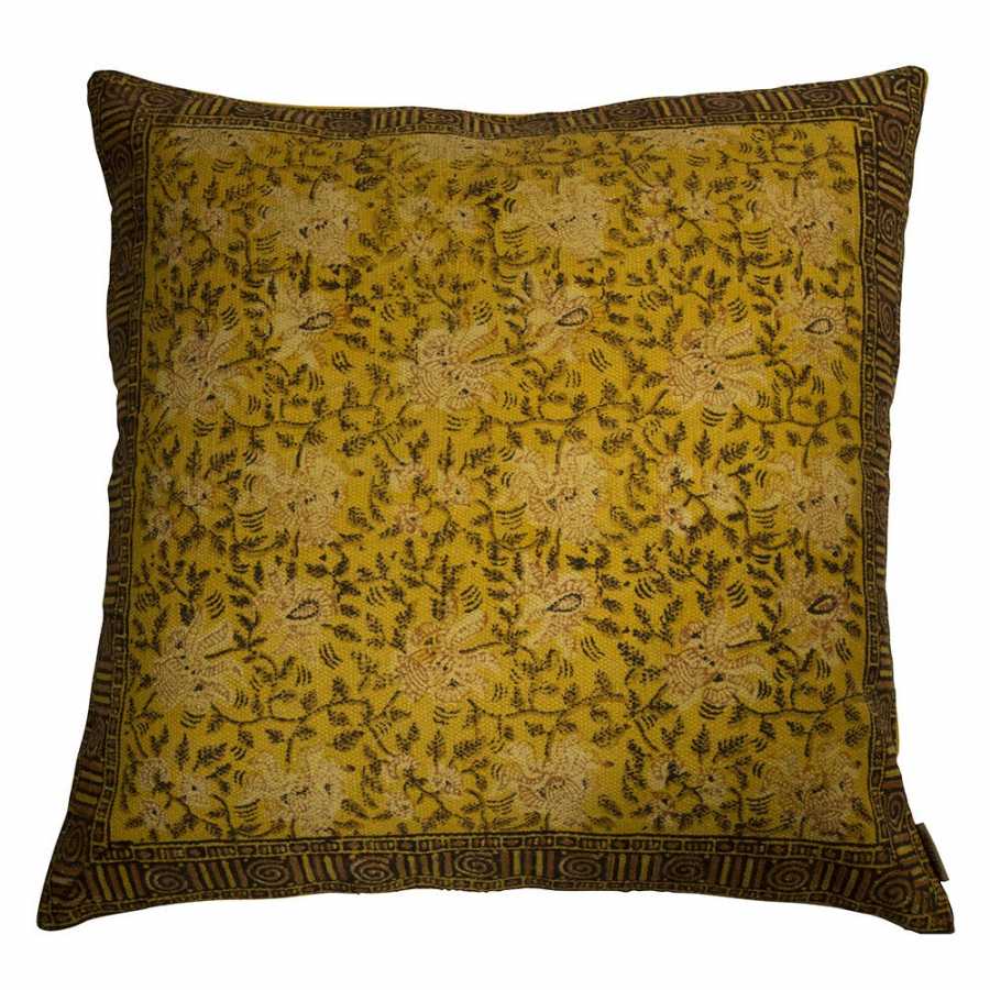 Dutchbone Indian Block Cushion - Large - Yellow