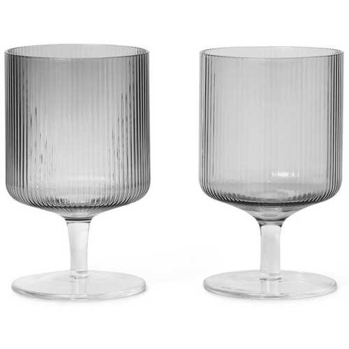 Ferm Living Ripple Wine Glass - Set of 2 - Smoked