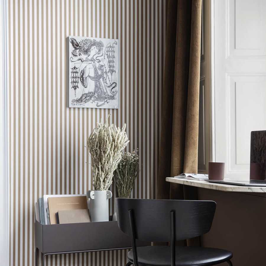 Ferm Living Thin Lines Wallpaper - Grey / Off-White