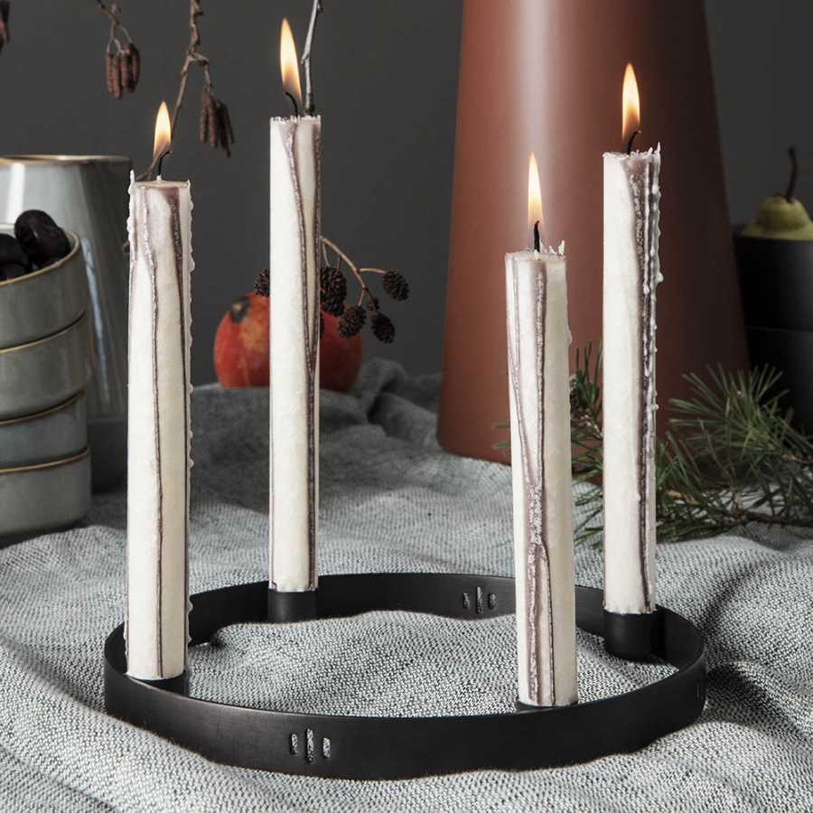 Ferm Living Circle Candle Holder - Black Brass - Small