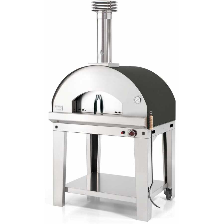 Fontana Mangiafuoco Gas Pizza Oven With Trolley - Anthracite & Silver