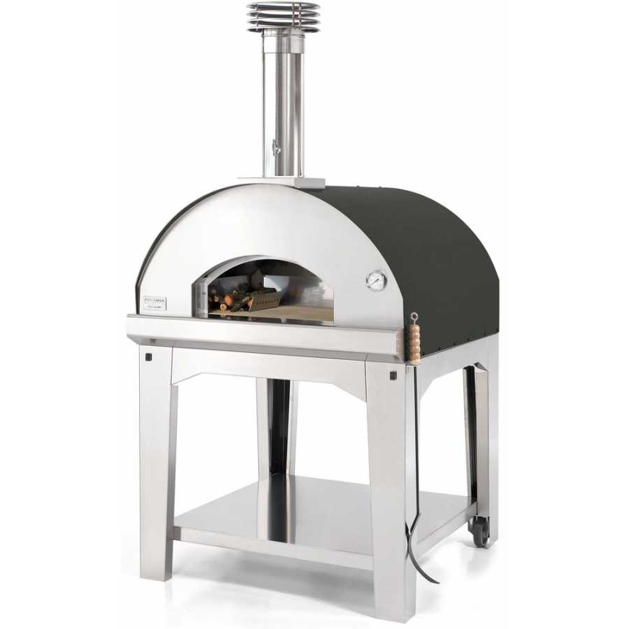 Fontana Marinara Wood Fired Pizza Oven With Trolley - Anthracite & Silver